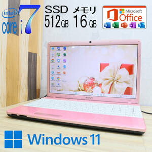 ★超美品 最上級4コアi7！新品SSD512GB メモリ16GB★VPCEH27FJ Core i7-2670QM Webカメラ Win11 MS Office2019 Home&Business★P67484