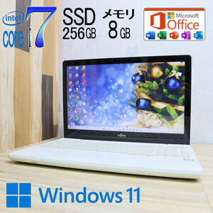 ★中古PC 最上級7世代4コアi7！新品SSD256GB メモリ8GB★A77B Core i7-7700HQ Webカメラ Win11 MS Office 中古品 ノートPC★P68799