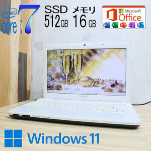 ★中古PC 最上級4コアi7！新品SSD512GB メモリ16GB★VPCEG35FJ Core i7-2670QM Webカメラ Win11 MS Office2019 Home&Business★P67847