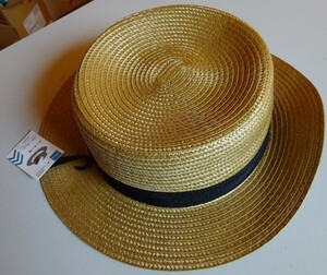 【新品】DAISO　ダイソー　カンカン帽　頭周り58cm　黄土色　タグ付き　2024030021