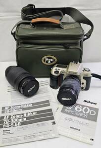 Nikon F60D Nikkor 28-80mm F3.5-5.6、70-300 F4-5.6 ケース付　フィルムカメラ　ダブルズームキット ニコン