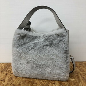 超美品 kate spade レディース ボア2WAYショルダーバッグ グレー [jgg]