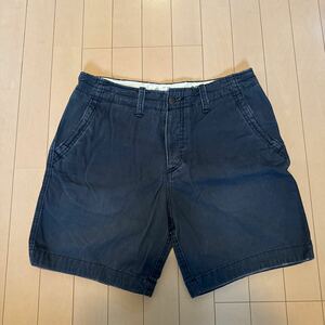 Abercrombie & Fitch ショートパンツ ハーフパンツ スミ墨黒 USED加工 ピグメントブラック メンズ33インチ Lサイズ ネイビー 紺 アバクロ