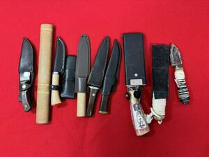 日本製ナイフ 10本まとめケース付 サバイバルナイフ アウトドア ハンティングナイフ キャンプ コレクション ビンテージ
