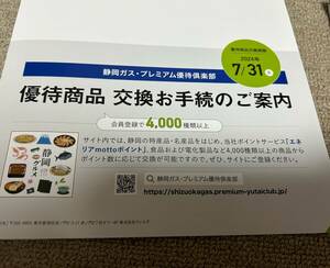 送料無料　静岡ガス　株主優待　ギフトカタログ