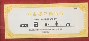 三重交通グループホールディングス　株主優待券　1冊（乗車券なし）有効期限：2024/6/30