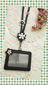  Pas case attaching . flower neck strap black color smartphone shoulder strap 