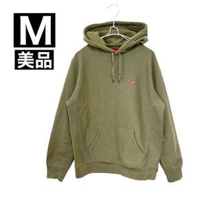 【美品】Supreme Small Box Hooded Sweat Shirt M Olive シュプリーム スモールボックスロゴ パーカー オリーブ カーキ