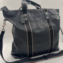 美品■COACH コーチ■メンズ■F70560■カ ーフ レザー 本革■2way トートバッグ■黒 ブラック■斜め掛け ■A4 書類 ショルダー ビジネス _画像1