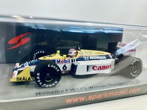 【送料無料】1/43 Spark Williams Honda ウィリアムズ ホンダ FW11B #6 N.ピケ Winner Hungary GP 1987