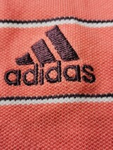 adidas アディダス 半袖ポロシャツ レディースM サーモンピンク系 ボーダー CLIMA365 CLIMALITE ゴルフ スポーツ タウンユース 送料無料 _画像3