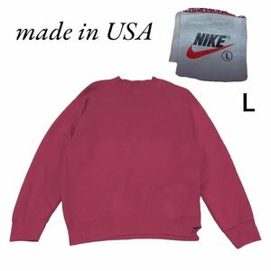 USAアメリカ製古着NIKE無地スウェットトレーナーLレッド　swh0873hs23米国製made in USA