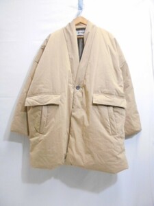 67 送100サ 0314$D19 BASISBROEK バージスブルック メンズ ナイロン混 中綿ショールカラージャケット 日本製 ベージュ サイズ3 中古品