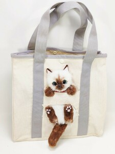 -nyamu-　シャム猫のへそ天トートバッグ　トートバッグ　かばん　ハンドメイド　猫