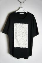 美品 21SS APOCRYPHA. アポクリファ RANDOM LACE T ランダム レース 半袖 Tシャツ カットソー 211T03 黒 サイズ2 本物 212O_画像1