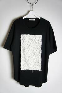 美品 21SS APOCRYPHA. アポクリファ RANDOM LACE T ランダム レース 半袖 Tシャツ カットソー 211T03 黒 サイズ2 本物 212O