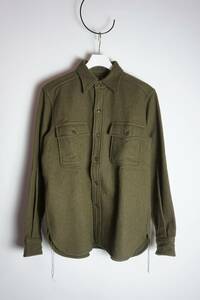 極美品 BUZZ RICKSONS バズリクソンズ US NAVY ウール フライト 長袖 シャツ ARMY ミリタリー BR27347 カーキ サイズ14(S) 本物 326O