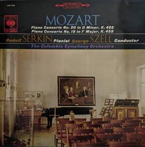 初期LP盤 ルドルフ・ゼルキン/ジョージ・セル/Columbia Sym　Mozart Piano協奏曲19&20番 K459 & 466