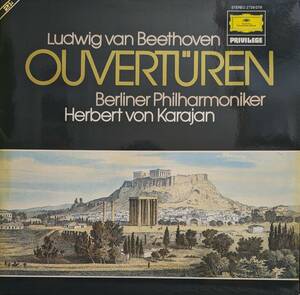 輸入LP盤 ヘルベルト・フォン・カラヤン/Berlin Phil　Beethoven 序曲集 「プロメテウスの創造物」～「レオノーレ」1~3番 (2LP)