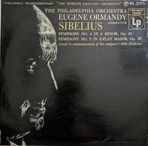 初期LP盤 ユージン・オーマンディ/Philadelphia　Sibelius 交響曲 4&5番 Op63 & 82