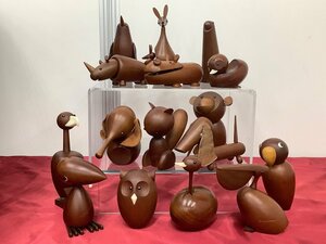 千趣会 ロイヤルペット 木製 動物 ペリカン足不足/ペンギン羽破損/サイのツノカケ有 ACBF 中古品