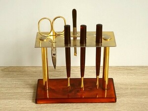 *0 brass × tortoise shell manner desk nail care set 0* Germany retro Vintage antique Vintage IN510