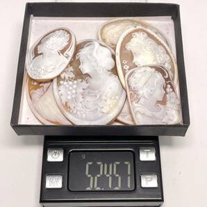 ☆シェルカメオおまとめ 重量52.4g☆彫刻 サイン入りあり ルース 貴婦人 CAMEO M3009の画像8