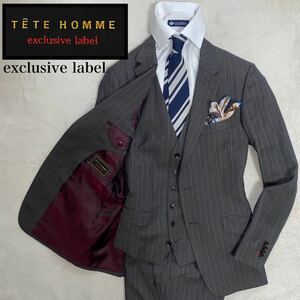 TETE HOMME スリーピーススーツ　使用感のない美品　S位　ストライプ柄　スーツ　セットアップ