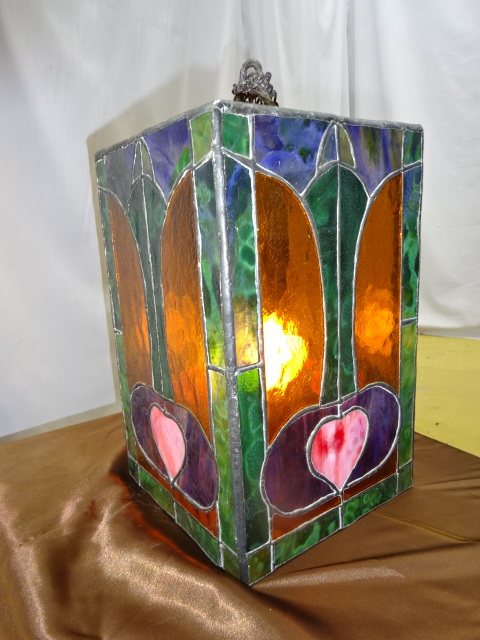 Buntglas-Vintage-Deckenlampe, Innenbeleuchtung, antike Deckenlampe, Handwerk, Handwerk, Glashandwerk, Buntglas