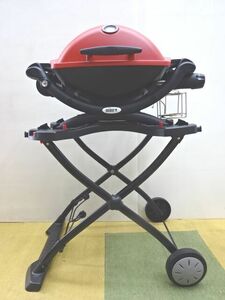 ⑦Weber Q1250 ガスコンロ BBQ グリル アウトドア キャンプ レジャー バーベキュー　ポータブルカート付 取説有り　USED品