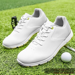  супер редкий # туфли для гольфа новый товар спорт обувь спортивная обувь мужской градация широкий джентльмен спортивные туфли Fit чувство . скользить выдерживающий . водоотталкивающий белый / желтый 28.0cm