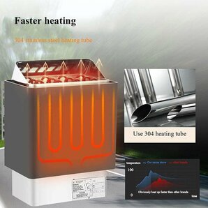 サウナヒーター、ホームサウナ、3-9kw 30～110℃過熱保護サーモスタットサウナヒーター、サウナストーブ220V-380Vの画像3