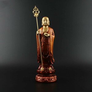 仏像 地蔵菩薩立像 樹脂製 (総高さ20cm×巾6cm)【金色】◆子育て・水子供養・守護