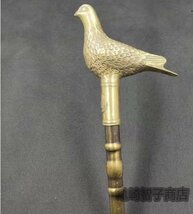 高品質 銅器 純銅 はと松葉杖 ステッキ 工芸品を収蔵する_画像1