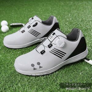  new goods bargain sale golf shoes dial type limitation sale 4E wide width . Fit feeling sport shoes light weight sport shoes waterproof . slide enduring . elasticity . white / ash 26.5cm