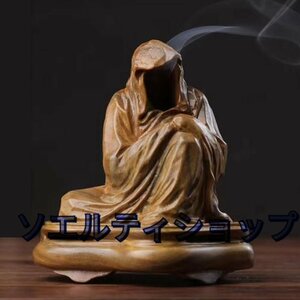 木彫り仏像 達磨大師坐像 12cm 天然木製(檀木) 達磨像香炉 仏陀彫刻 神像 仏教 大願成就 開運 厄除け 運気向上 金運 商売繁盛 風水 置物