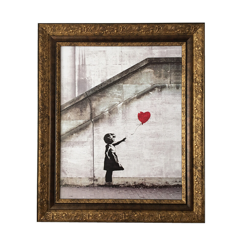 Nouveau cadre artistique Banksy Love is in the Bin (édition limitée) (produit sous licence officielle) / panneau d'art en ballon, Ouvrages d'art, Peinture, autres