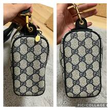 ベタつきなし！粉武器なし！GUCCI シェリーライン ショルダーバッグ オールドグッチ ネイビー ヴィンテージ_画像3