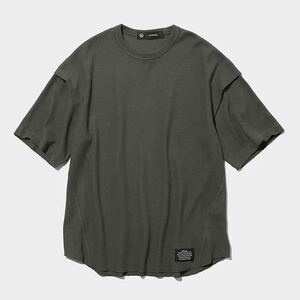 ドライワッフルT(5分袖) UNDERCOVER Lサイズ　DARK GREEN　ダークグリーン　カーキ　GU アンダーカバー コラボ