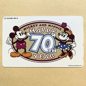 【未使用】テレカ MICKEY AND MINNIE HAPPY 70TH ミッキーマウス