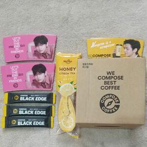 BTS V COMPOSE コンポーズ マグカップ1つ + スティックコーヒー3本 + ハニーゆず茶1個 + カップホルダー3枚