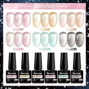 [6pcs]MEET ACROSS* half transparent ....si red Large .ru nails set *DC275-280(. photograph first. color 6 color ) each 7ml