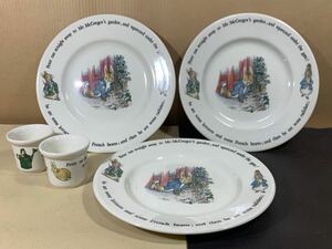 WEDGWOOD ウェッジウッド PETER RABBIT ピーターラビット プレート 英国製 直径20㎝ 中皿 3客+ミニカップ2客 セット【未使用】