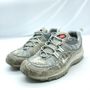 SUPREME × AIR MAX 98 "SNAKESKIN" 844694-100 （セイル/メタリックシルバー/バーシティレッド/ホワイト）