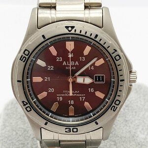 TO1 セイコー SEIKO アルバ V145-0AP0 ブラック文字盤 デイト チタニウム ソーラー腕時計