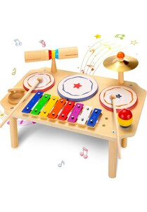 y031306t OATHX 9in1 Kids Musical Table musical instrument toy Kids drum set for infant baby musical instruments toy wooden xylophone child drum set 