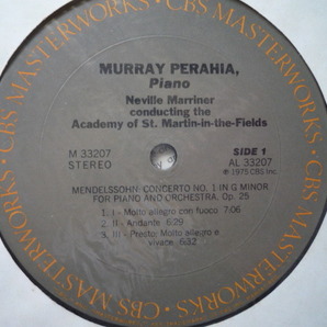 SO73 米Columbia盤LP メンデルスゾーン/ピアノ協奏曲1、2番 ペライア/マリナー/アカデミーCOの画像3