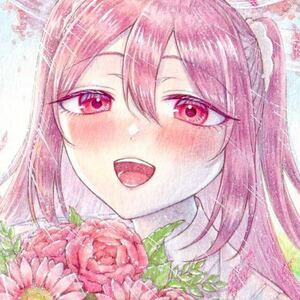 Art hand Auction 手描きイラスト オリジナル B5サイズ 創作 春 桜 ピンク 花 けもみみ 女の子, コミック, アニメグッズ, 手描きイラスト