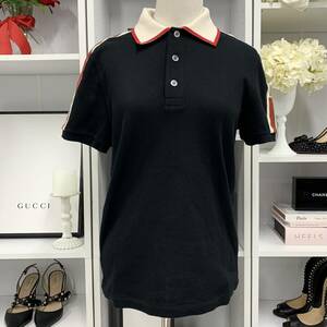 438 Gucci polo-shirt with short sleeves cotton tops black 