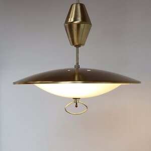 50s 60s ヴィンテージ UFOランプ / アメリカ アンティーク ミッドセンチュリー ガラス 吊り下げランプ 照明#510-60-216-549